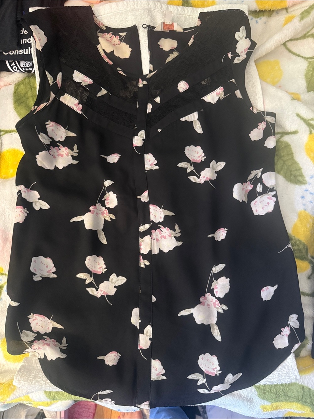 Candie's Black Floral Blouse